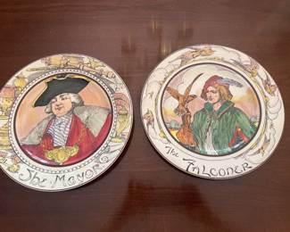 $42.00 - Royal Doulton Pair Decorative Collector Plates The Falconer (6279) and The Mayor (6283)
