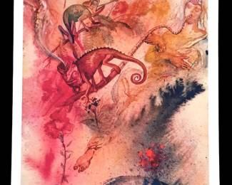 Salvador Dali Cameleon et Narguile Lithograph on