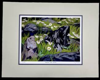 A.J. Casson “Flowers and Rocks" Lithograph