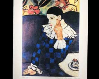 Pablo Picasso Harlequin Leaning on his Elbow