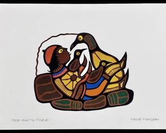 Morrisseau “Peter and His Friends" Card Lithograph