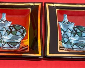 2 Smoked Bent Glass Trays