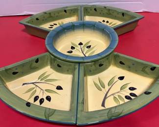 Ceramic Olive Design Condiment Serving Dishes