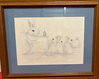 Sketch Signed By Sue Rupp Receding Hare Line