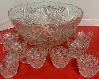 Glass Punch Bowl Cups