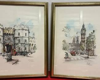 2 City Sketches Signed