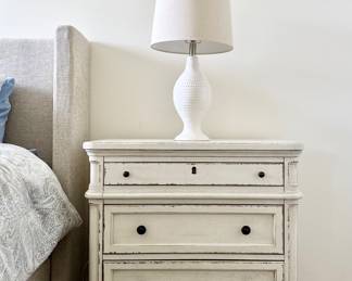 White Nightstand from Carol House and White Table Lamp