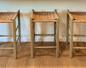 Rush Seat Backless Barstools 