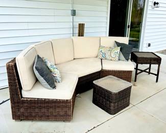 Rattan Outdoor Sectional Pottery Barn Rattan Sectional Sofa, Coffee Table and End Table