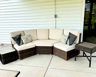 Rattan Outdoor Sectional Pottery Barn Sectional Rattan Sofa, Coffee Table and End Table / Patio Set