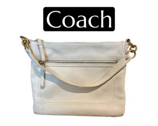 Coach Poppy Perri Hippie Off White Leather Large Crossbody Bag