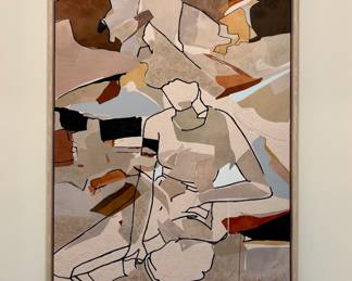 "Solitude" Framed Beige & Brown Portrait Wall Art Print 24"x35" by Kichael Bonofiglio