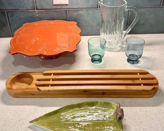 Kitchen Items, Cake Plate and Pitcher