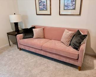 Michell Gold + Bob Williams Pink Velvet Sofa