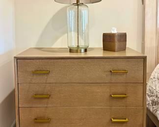 Michell Gold + Bob Williams Nightstand / Dresser with Interchangeable Gold and Silver Hardware, Table Lamp and Napkin Holder
