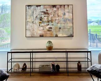 Michell Gold + Bob Williams Gold Metal and Glass Console / Bookshelf, Wall Art and Décor 