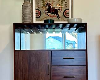 MCM style Wine Bar, Art and Table Lamp