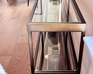 Michell Gold + Bob Williams Gold Metal and Glass Console / Bookshelf