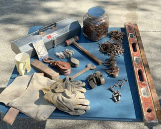 Lot 117: Vintage Nails, Tools, Castors, And More