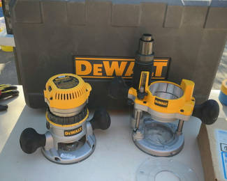 Lot 37: DeWalt DW618 Router with Bases and Craftsman Router Template Set