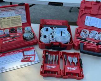 Lot 26: Milwaukee Hole Saw Kits and Spade Bit Sets