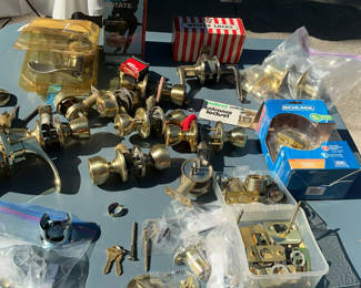 Lot 44: Brass Door Knobs, Locks, Etc.
