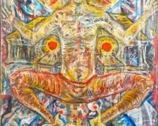 Very large Ricardo Osmondo Francis Oil Painting, highly famous African American NY/ Texas artist, early work, signed.   Investment piece.  