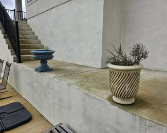 Planters-2 matching blue and one 'waves'. 