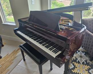 August Hoffman Baby Grand Piano, Polished Mohogany.