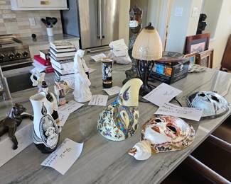 Other pieces including Venetian Masks, Hollohaza Vase, St Barbara (probably Herend), other fine art objects.