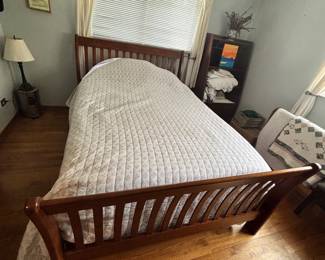 Queen bed. Headboard- 63”W x 46” H. Footboard- 63”W x 36” H. 