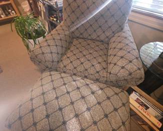 Two of two Club chairs with ottoman