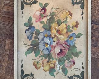 Vintage painted wood tray 
