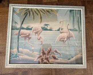 Mid Century Turner Flamingo Lithograph 