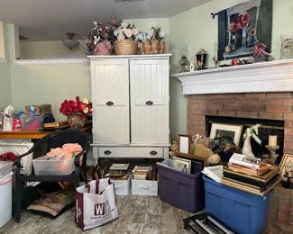 Home decor, entertainment center, picture frames
