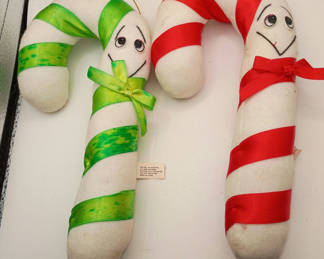 Lot 10: Lot of two vintage plush candy canes