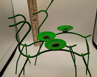 Lot 16: Vintage metal reindeer candle holders two 