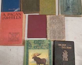 Lot 42: Lot of antique books Shakespeare, french ,leather bible  etc 