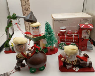 Lot 2: Vintage wooden Hershey Santa Christmas ornaments new in box Lot 1