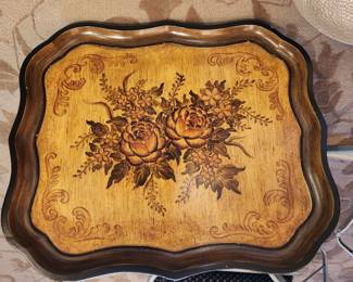 Wood serving tray