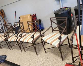 Brown Jordan aluminum furniture: 6 chaise loungers, 6 stools & 6 chairs. All w matching cushions. Plus 2 end tables.  Being sold in sets of 6 ONLY. 