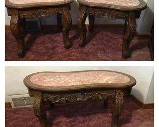 Marble Inlay Coffee  Lamp Tables