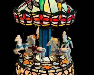 Tiffany Style Stained Glass Carousel Lamp