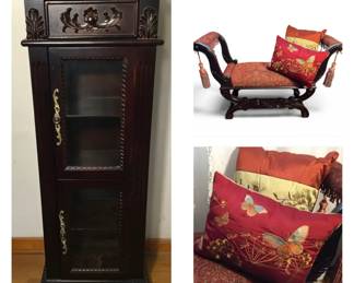 015 French Empire Style Settee  Cabinet