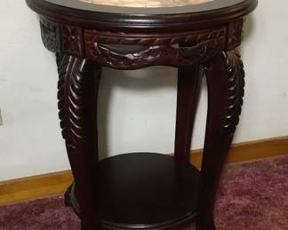 Marble Inlay Mahogany Table