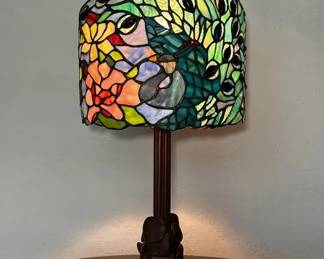 Peacock Barrel Shade Lamp