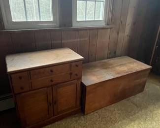 Ethan Allen heirloom maple cabinet with drawers and louvered doors