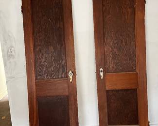 Solid wooden doors with glass knobs