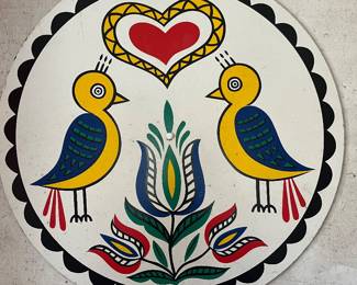 Vintage double Distelfink hex sign