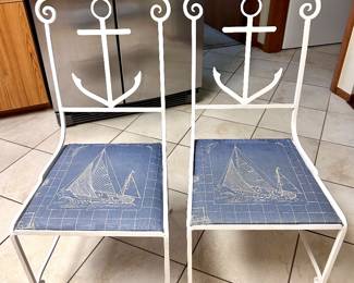 Pair Wrought Iron Anchor Chairs